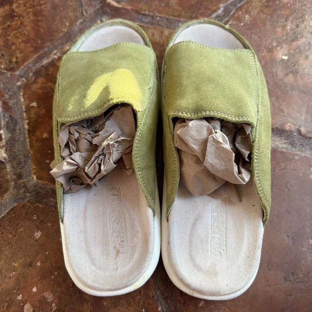 Lands End Suede Slide Slip On Walking Green Sandals Size 7B 84841 EUC